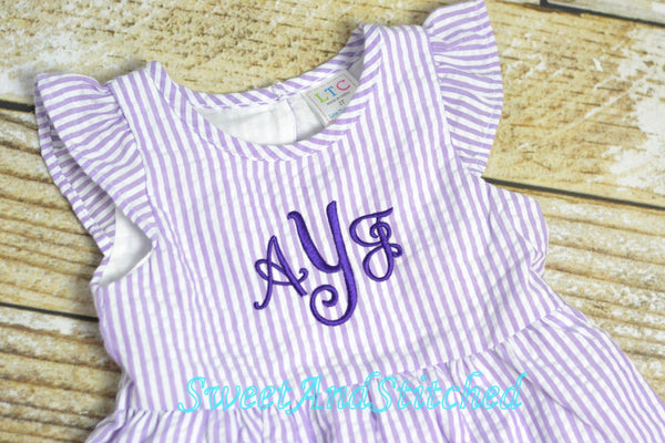 Monogrammed Seersucker Easter dress, toddler dress