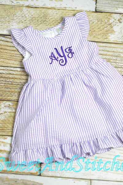 Monogrammed Seersucker Easter dress, toddler dress