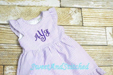 Monogrammed Seersucker Easter dress, toddler dress