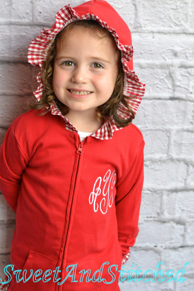 Monogrammed Girls Jacket, Monogrammed zip up hoodie