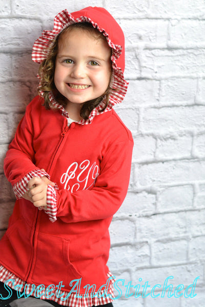 Monogrammed Girls Jacket, Monogrammed zip up hoodie