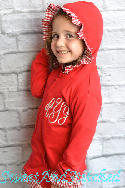 Monogrammed Girls Jacket, Monogrammed zip up hoodie