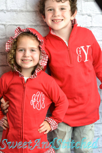 Monogrammed Girls Jacket, Monogrammed zip up hoodie