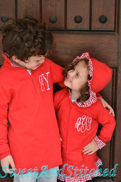 Monogrammed Girls Jacket, Monogrammed zip up hoodie