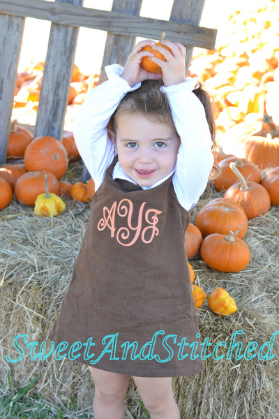 Girls Thanksgiving Dress, monogrammed thanksgiving turkey dress