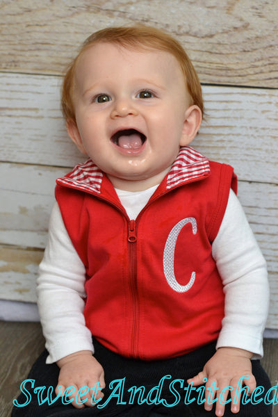 Monogrammed Boys Christmas vest with gingerbread design, Monogrammed Christmas outfit for boys, Monogrammed toddler vest, Christmas sweater