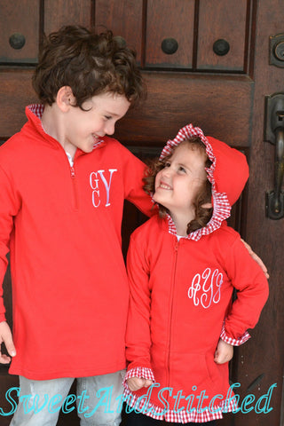 Monogrammed Girls Jacket, Monogrammed zip up hoodie