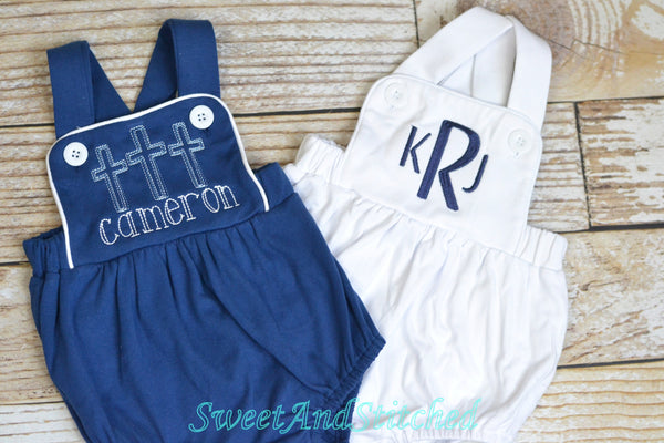 Monogrammed baby boy train outfit, monogrammed boys romper