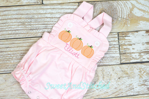 Monogrammed girls pumpkin outfit, girls pumpkin bubble fall outfit