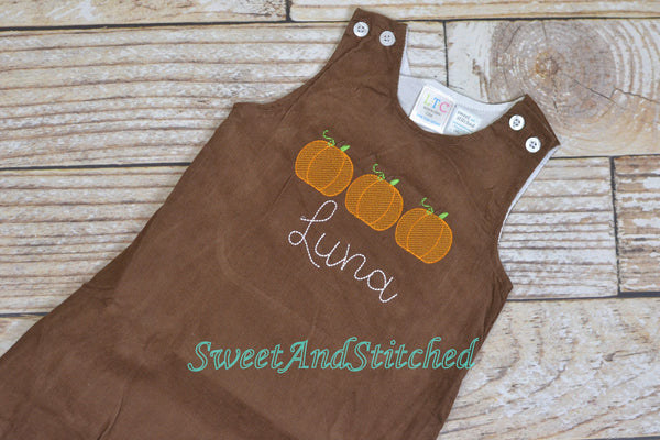 Girls Pumpkin Dress, monogrammed thanksgiving dress