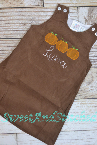 Girls Pumpkin Dress, monogrammed thanksgiving dress