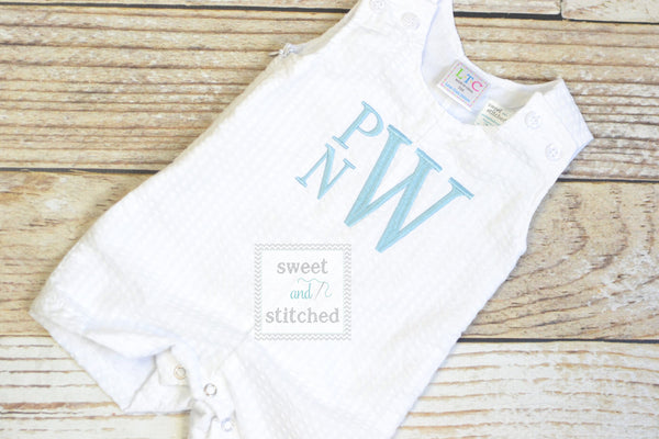 Monogrammed Boys Jon Jon, Baby boy Easter or Summer Outfit