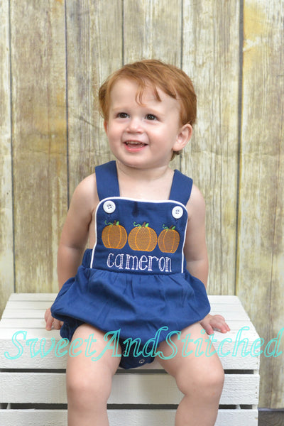 Monogrammed baby boy pumpkin outfit, monogrammed boys fall halloween thanksgiving outfi