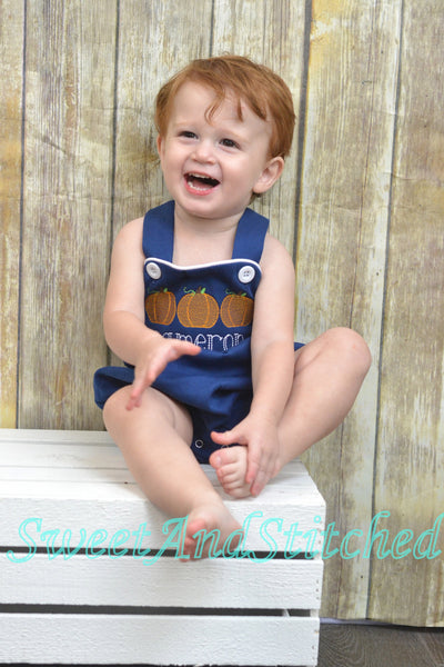 Monogrammed baby boy pumpkin outfit, monogrammed boys fall halloween thanksgiving outfi