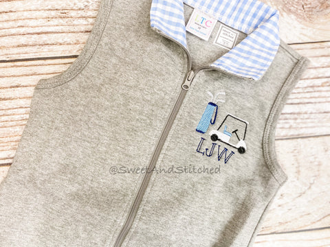 Monogrammed Boys golf outfit, boys golf vest