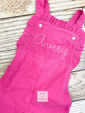 Baby girl monogrammed fall Corduroy outfit, Pink monogrammed overalls, girls Christmas outfit, baby girl valentine's outfit