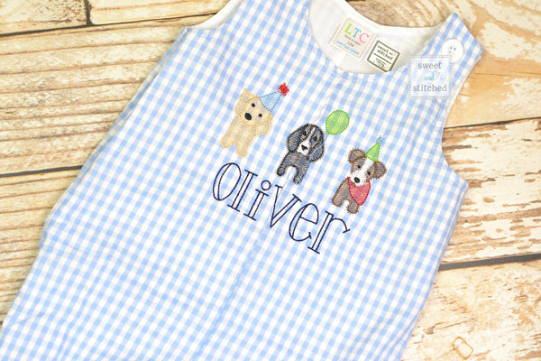 Personalized Baby Boy dog themed birthday outfit - Baby Boy puppy 1st birthday Outfit