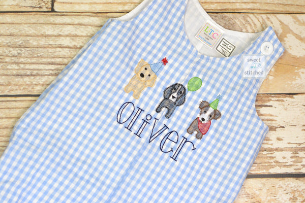 Personalized Baby Boy dog themed birthday outfit - Baby Boy puppy 1st birthday Outfit