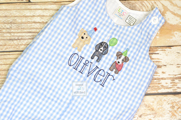 Personalized Baby Boy dog themed birthday outfit - Baby Boy puppy 1st birthday Outfit