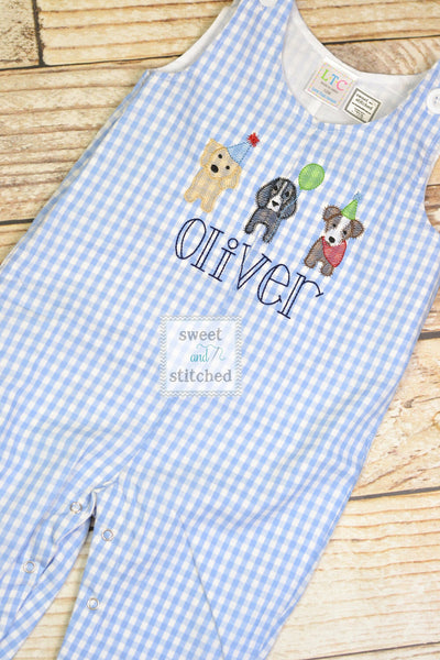 Personalized Baby Boy dog themed birthday outfit - Baby Boy puppy 1st birthday Outfit