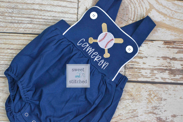 Boys monogrammed baseball bubble, boys little brother baseball romper, baseball outfit for little brother