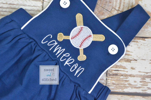 Boys monogrammed baseball bubble, boys little brother baseball romper, baseball outfit for little brother