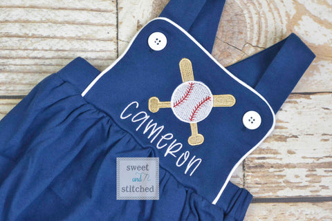 Boys monogrammed baseball bubble, boys little brother baseball romper, baseball outfit for little brother