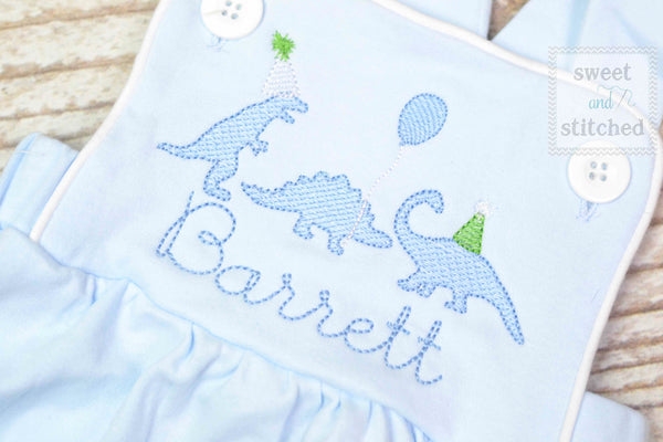 Monogrammed baby boy Birthday romper with dinosaurs, dinosaur birthday outfit,