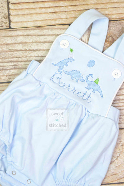 Monogrammed baby boy Birthday romper with dinosaurs, dinosaur birthday outfit,