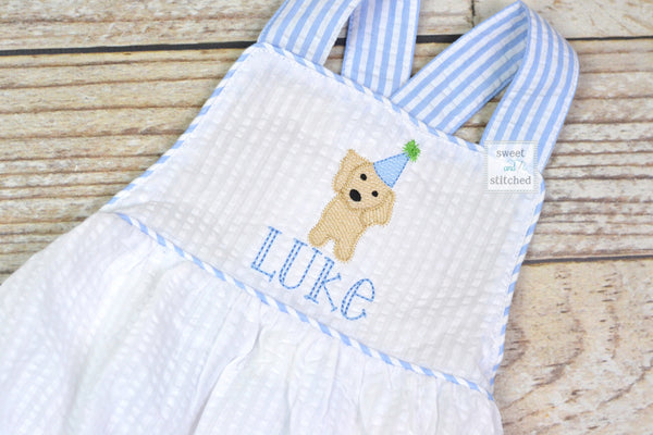 Monogrammed baby boy dog birthday outfit, puppy dog 1st birthday cake smash outfit, dog birthday outfit