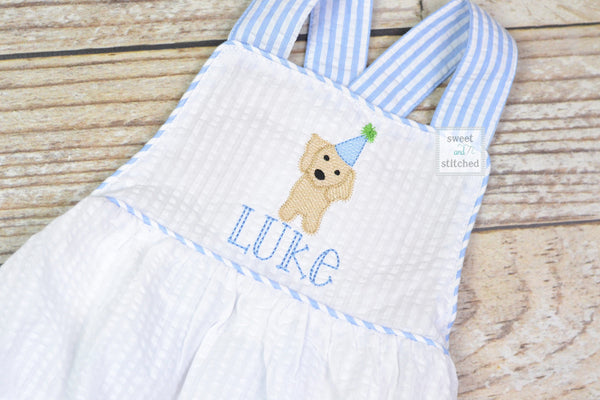 Monogrammed baby boy dog birthday outfit, puppy dog 1st birthday cake smash outfit, dog birthday outfit