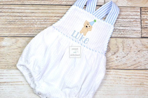 Monogrammed baby boy dog birthday outfit, puppy dog 1st birthday cake smash outfit, dog birthday outfit