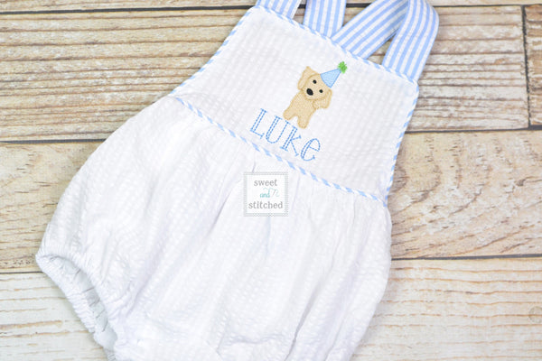 Monogrammed baby boy dog birthday outfit, puppy dog 1st birthday cake smash outfit, dog birthday outfit