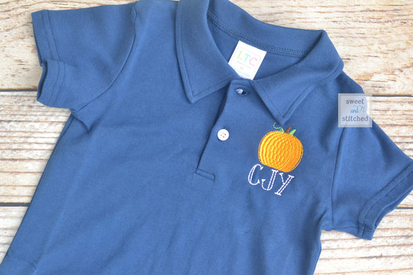 Boys Monogrammed pumpkin shirt, monogrammed fall dress shirt, thanksgiving shirt