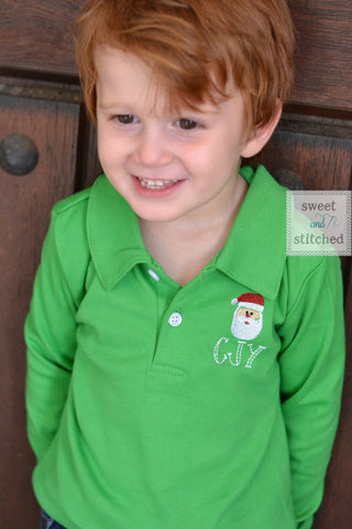 Boys Monogrammed santa shirt, monogrammed Christmas dress shirt