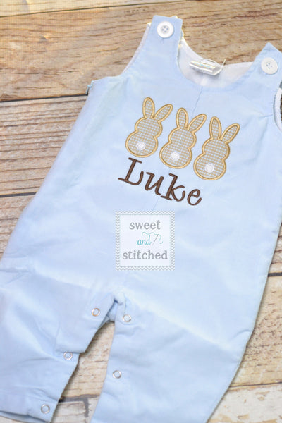 Personalized Boys Corduroy Easter outfit with bunny design and name - Baby Boy Easter Outfit, Easter overalls, Easter monogrammed outfit