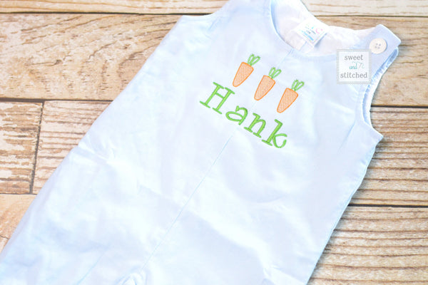 Personalized Boys Corduroy Easter outfit with carrot design and name - Baby Boy Easter Outfit, Easter overalls, Easter monogrammed outfit