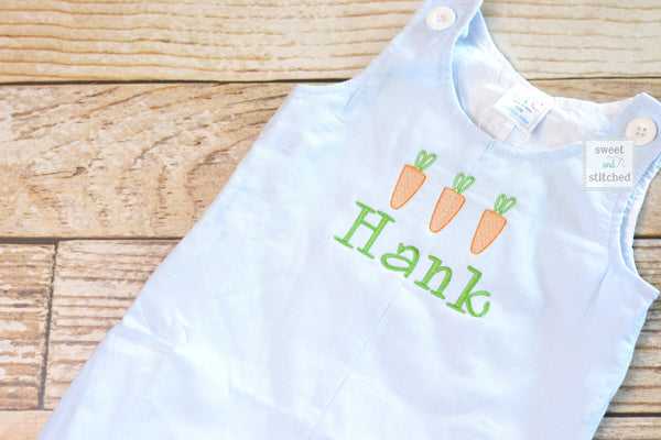 Personalized Boys Corduroy Easter outfit with carrot design and name - Baby Boy Easter Outfit, Easter overalls, Easter monogrammed outfit