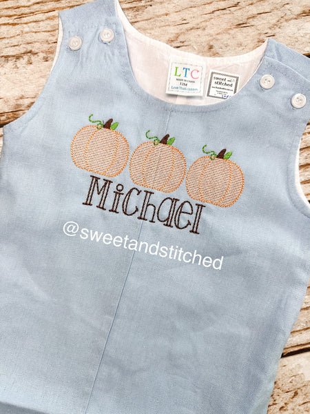 Monogrammed Boys Pumpkin Romper, Boys Halloween, Fall, Thanksgiving Outfit, Personalized baby boy pumpkin outfit, pumpkin jon jon