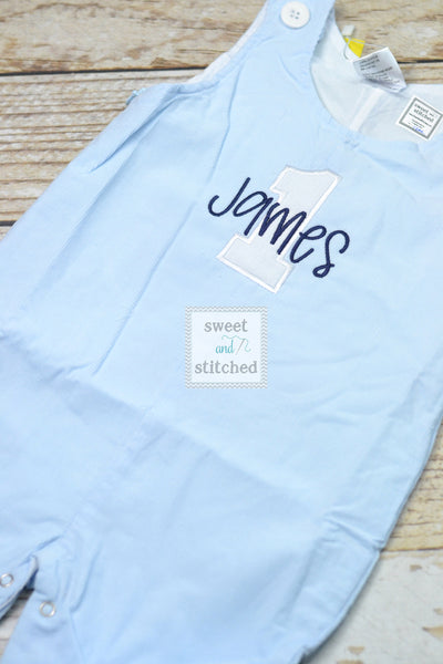 Personalized Boys Corduroy Birthday outfit with 1 and name - Baby Boy cake smash Outfit, Birthday overalls, 1st birthday outfit