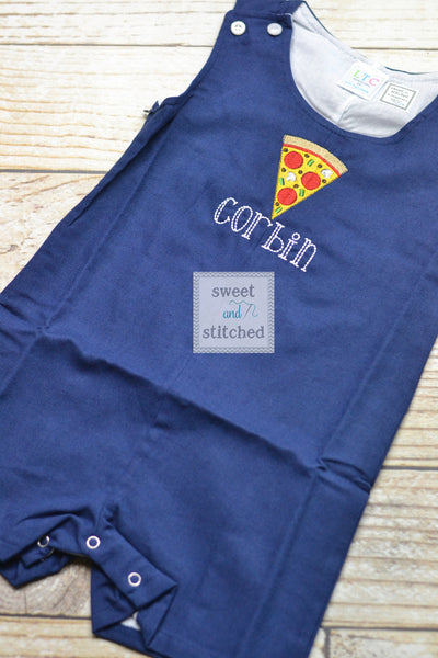 Monogrammed baby boy pizza jon jon, baby boy outfit with pizza party design, summer outfit, pizza cake smash outfit