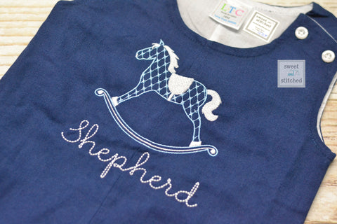 Monogrammed baby boy rocking horse jon jon, baby boy outfit with carousel design, summer outfit, rocking horse cake smash outfit