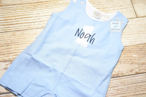 Monogrammed baby boy jon jon with 1 and name, baby boy 1st birthday outfit with name, monogrammed jon jon, cake smash outfit