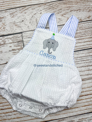 Monogrammed baby boy elephant birthday outfit, elephant 1st birthday cake smash outfit