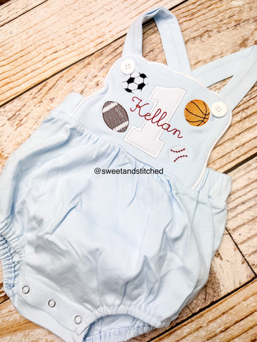 Baby Boys sports themed Birthday romper, football, basketball, soccer, baseball boys sports cake smash outfit, 1st birthday outfit