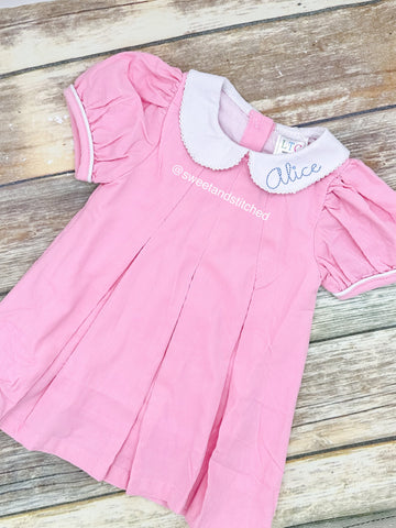 Baby girl monogrammed corduroy collared dress, Easter dress, Easter outfit, monogrammed spring outfit, Easter bunny outfit